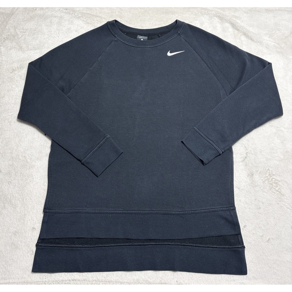 Nike Sweatshirt Womens XS Oversize Black Versa Vented Hem Pullover